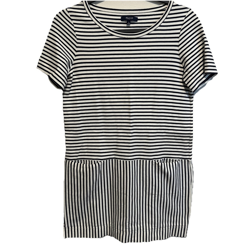 Madewell Women's Striped Short Sleeve Dockside Dress Size Small Blue White